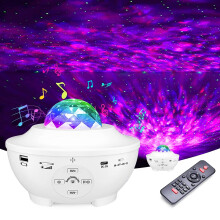 COOZi Galaxy Projector in White - Ocean Wave Star Projector with Timer and Remote Control Light, 10 LED Projection, Galaxy Light for Bedroom with