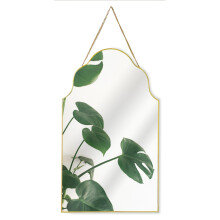 Decorative Arched Gold Rimmed Wall Mirror 50cm with Chain for Home D?cor. Great for Bedroom, Bathroom, Hallway and Living Room. Vintage/contemporary