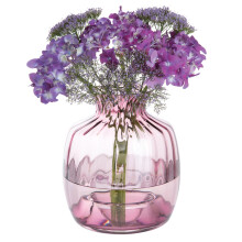 Dartington Crystal Cushion Large Vase Heather, Single | Heather | Indented base to help retain or splay out stems | 215mm (h) | Adorable vases that