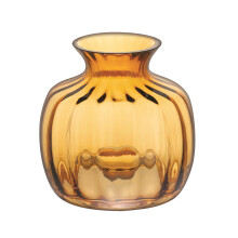 Dartington Crystal Cushion Small Vase Amber, Single | Amber | Indented base to help retain or splay out stems | 128mm (h) | Vases that make the