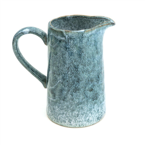 Carousel Reactive Blue Glaze Jug | Ceramic Flower Vase | Decorative Stoneware Pitcher - 17cm