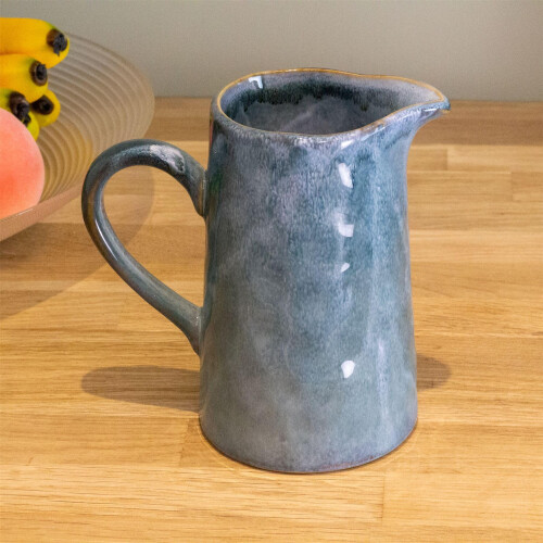Carousel Reactive Blue Glaze Jug | Ceramic Flower Vase | Decorative Stoneware Pitcher - 17cm 1