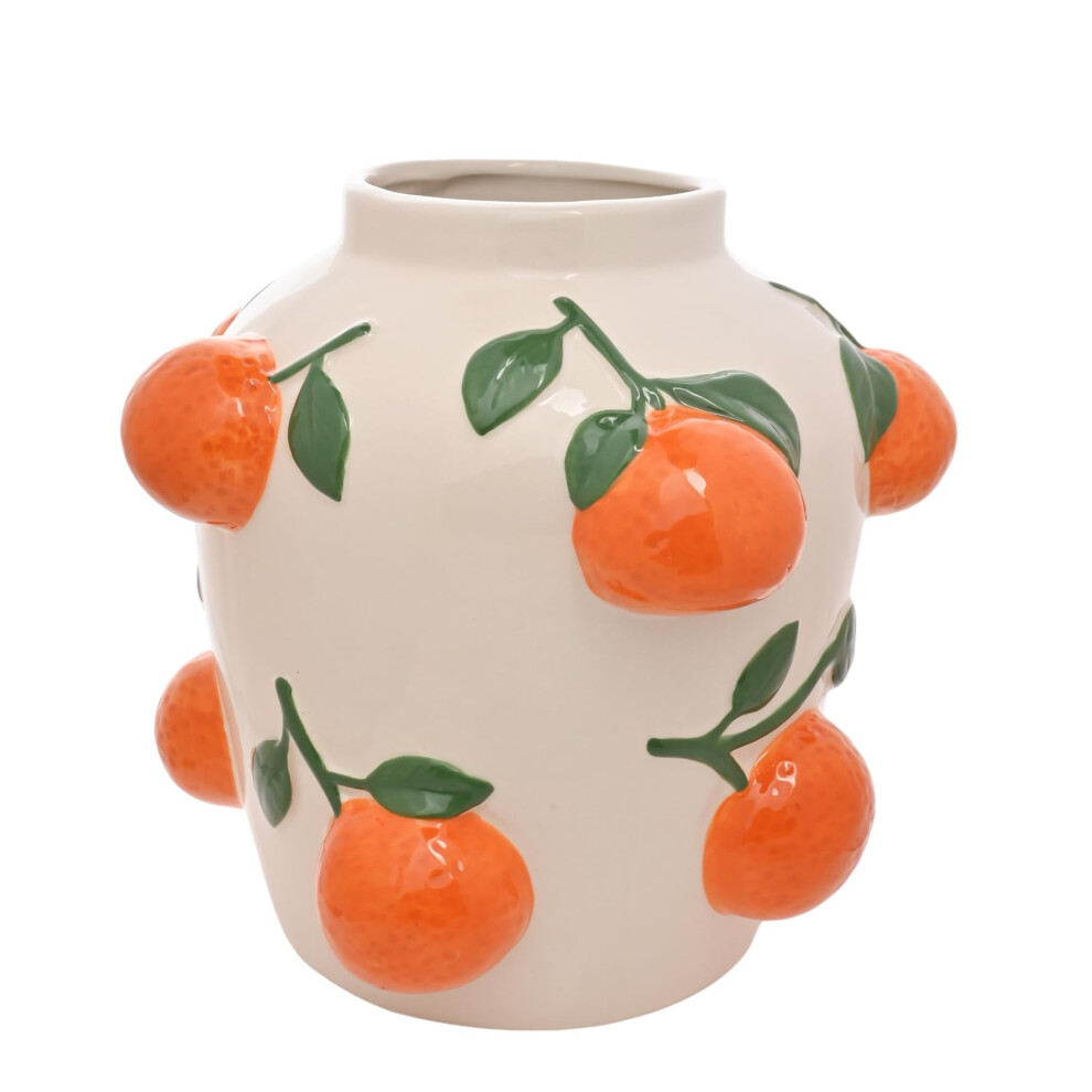 New Widdop And Co. Hestia Vase With Embossed S ? Ceramic Mediterranean-Style Vase For Fresh Or Faux Flowers, Whimsical Spring Summer Home D?Cor - H: 23Cm X Orange He2605