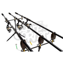 Carp Fishing Set Up 3 Matching 12 FT 2.75 TC 2 Piece Rods & Baitrunner Reels Pre Loaded Line