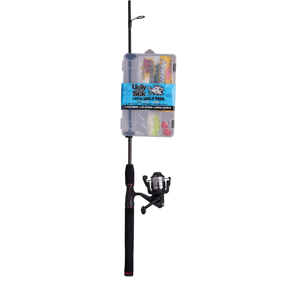 Shakespeare Ugly Stik Catch Ugly Fish Lake and Pond 6? Spinning Combo 23-Piece Kit, 2-Piece Fishing Rod, Size 30 2-Ball Bearing Spinning Reel,