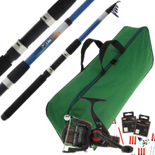 DNA Leisure Coarse Fishing Travel Rod Set 2.4m with 1BB Reel 8bls Line Tackle & Carryall Bag