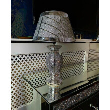 Biznest Crushed Diamond Silver LED Vase Lamp glitter Table Lamp Shade Circle Design