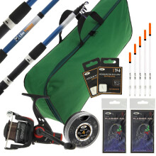 DNA Leisure Travel Freshwater Sea Fishing Rod and Reel Setup With Hooks Floats Feathers Tackle And Holdall 6ft 8ft 10ft (3.0)
