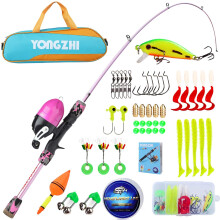 Sougayilang Kids Fishing Rods,Portable Telescopic Fishing Rod and Reel Combo, with Fishing Line Lures Spincast Fishing Tackle Bag for Youth, Girls and