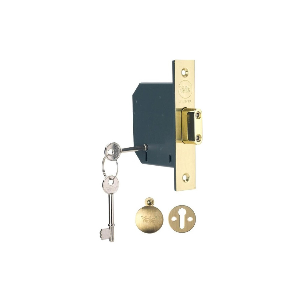 Yale 5 Lever Mortice Deadlock Maximum Security Polished Brass 3 Inch 76 mm-image-OPC-PJQFFS5-NEW