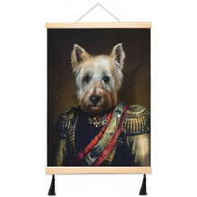 (West Highland Dog Portrait - Meatball_3871) Canvas Poster Hanging Kit Frame 16x20 Inch Wall Hanger with Tassels Art Home Decor Funny for Classroom Kids Bedroom Office Christmas Gifts for Teens