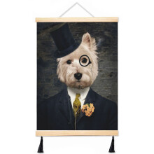 (Westie Dog Art - Sir Bunty_4124) Canvas Poster Hanging Kit Frame 16x20 Inch Wall Hanger with Tassels Art Home Decor Funny for Classroom Kids Bedroom Office Christmas Gifts for Teens