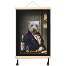 (Westie Dog Portrait - Romeo_7143) Canvas Poster Hanging Kit Frame 16x20 Inch Wall Hanger with Tassels Art Home Decor Funny for Classroom Kids Bedroom Office Christmas Gifts for Teens
