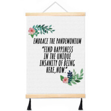 (Embrace The Pandemonium_1946) Canvas Poster Hanging Kit Frame 16x20 Inch Wall Hanger with Tassels Art Home Decor Funny for Classroom Kids Bedroom Office Christmas Gifts for Teens