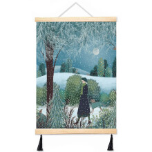 (Dog Walk In The Snow_320) Canvas Poster Hanging Kit Frame 16x20 Inch Wall Hanger with Tassels Art Home Decor Funny for Classroom Kids Bedroom Office Christmas Gifts for Teens