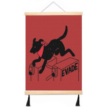 (Negro Matapacos Riot Dog - Protest, Fare Evasion, Street Art _487) Canvas Poster Hanging Kit Frame 16x20 Inch Wall Hanger with Tassels Art Home Decor Funny for Classroom Kids Bedroom Office Christmas Gifts for Teens