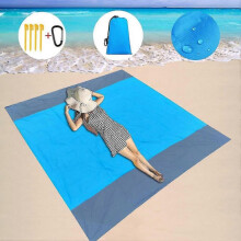 Beach Blanket Sandproof Waterproof, Extra Large 200x210cm Sand Free Beach Mat with 4 Stakes Tw