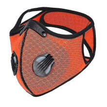 (Orange) Face Mask Anti Pollution Pm2.5 Two Air Vent With Filter Reusable Washable Sports Masks Face Shield Tw