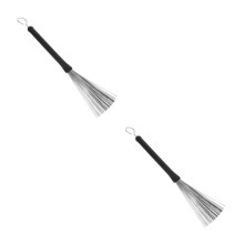 Retractable Steel Wire Brush Drum Brushes 2pcs with Stainless Steel Bristles and Aluminum Handle for Percussion Instruments