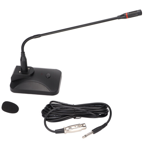 Adjustable Black Gooseneck Wired Microphone with XLR to 6.35mm Cable, Model D28 1
