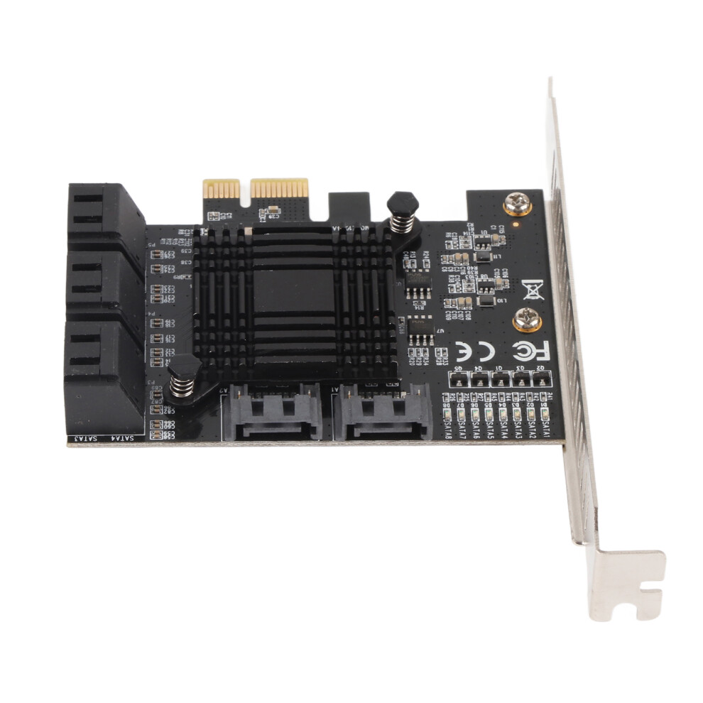 Pcie Expansion Card 8 Ports Sata3.0 Stable Heat Dissipation Compatible Windows/Linux Black 8781342870767