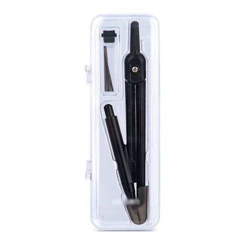 Compasses 2 Pcs Compass Set for Geometry Math with Shatterproof Storage Box and Lead Refills in Black