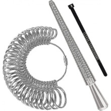 Ring Size Measuring Tool with Metal Ring Mandrel & Ring Sizer Guage, Four Size Ring Stick Jewelry Mandrel And Ring Gauge Finger Sizing, Men Women Blac