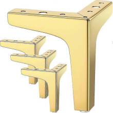 Set Of 4 Furniture Legs, Up To 800 Kg, 10 Cm Modern Metal Triangular Table Legs, Hairpin Furniture Legs for Cabinets, Gold Tw
