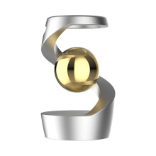 Gravity Defying Kinetic Desk Toy Silver and Gold, Levitating Spinning Optical Illusions Desktop Gyroscope