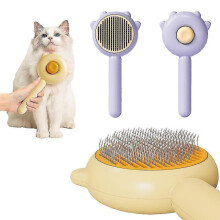 (Purple) Magic Pet Comb, 2023 New Pet Hair Cleaner Brush, Cat Grooming Brush Self Cleaning Slicker Comb Long Short Pet Massage Brushes Tw