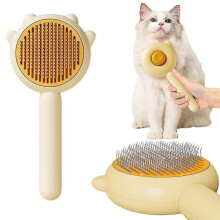 (Yellow) Magic Pet Comb, 2023 New Pet Hair Cleaner Brush, Cat Grooming Brush Self Cleaning Slicker Comb Long Short Pet Massage Brushes Tw