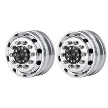 RC-Hub Aluminum Alloy Front Wheels Rims 25mm for 1/14 Tamiya Trailer Truck RC Car - 2pcs Set