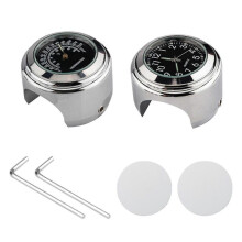 (black dial clock temp, Silver) Universal Motorcycle Handlebar Clock Bicycle Thermometer Waterproof Replacement for Motorcycles Bicy Tw