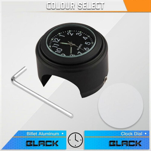 (white dial clock, Black) Universal Motorcycle Handlebar Clock Bicycle Thermometer Waterproof Replacement for Motorcycles Bicy Tw 1