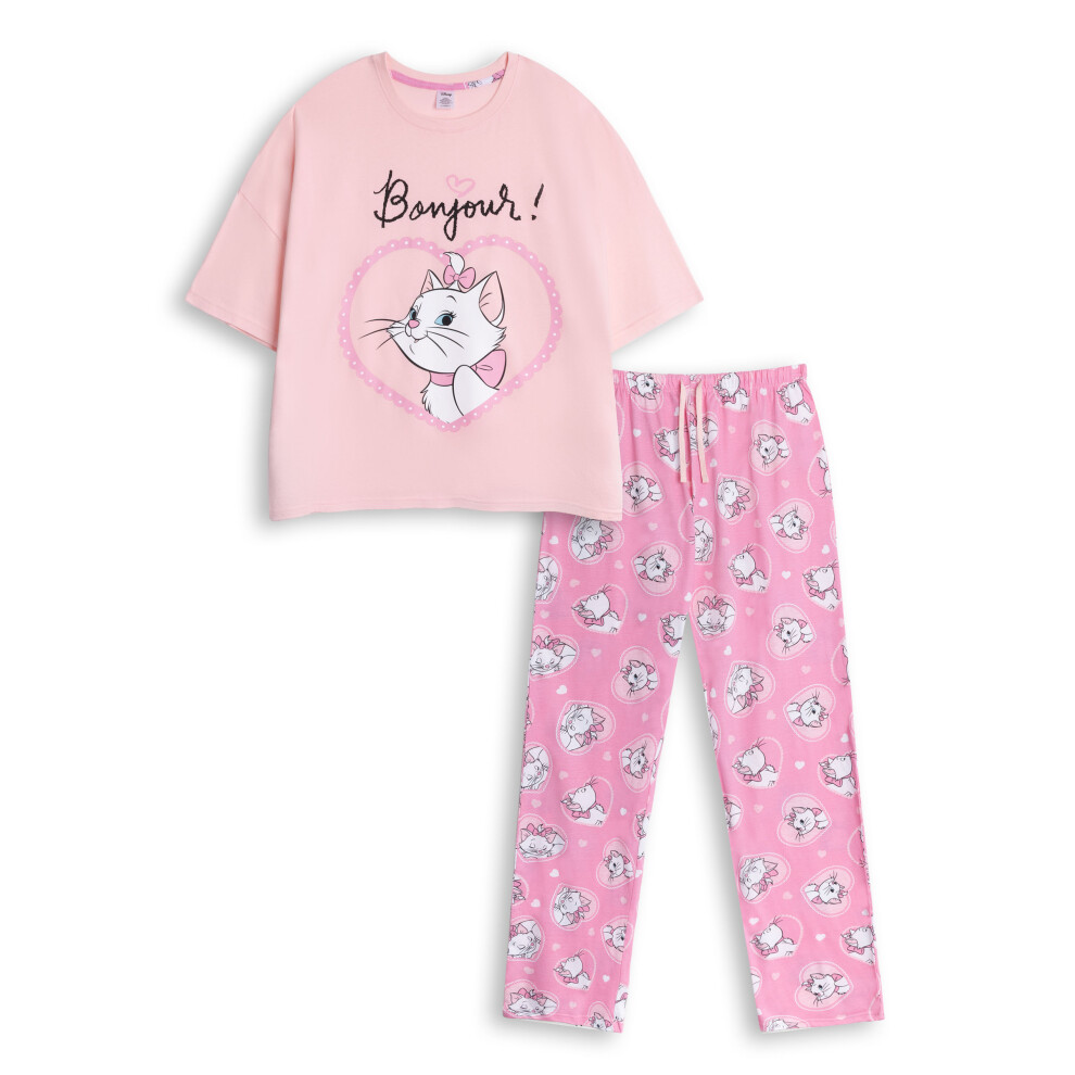 (Large) Disney Short Sleeve Long Leg Pyjama Set (Womens Pink)