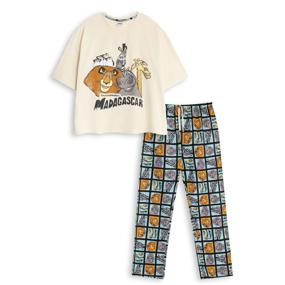 Disney ) Short Sleeve Long Leg Pyjama Set ( Beige) Women's Cream Large