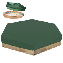 Waterproof Sandbox Cover Hexagon 90.6 x 78.7 Inch Green Oxford Cloth Anti UV Protection for Sandpit Toys and Swimming Pool