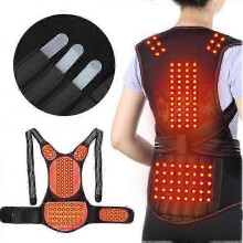 (L) Physical Therapy Lumbar Back Brace Self-Heating 118pcs Magnets Back Support Belt Shoulder Heated Vest Tw