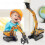 (excavator) Engineering Excavator Children's Toy Trolley Grab Tw 3