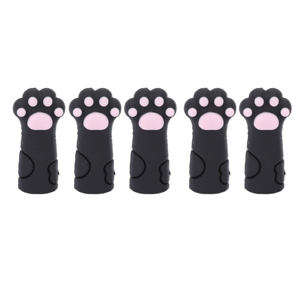 Black 5Pcs Cuticle Scissors Cover Protector Cat Paw