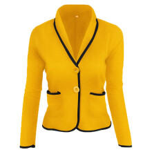 Women's Blazer with Front Pocket, Long Sleeve Work Office Cardigan Jacket, Lightweight Fitting Coat, Yellow, 5X-Large