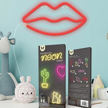 Decoración mural - Forever Light - Neón labios rojos - Alimentada por USB - 3 pilas AA - Ambiente moderno