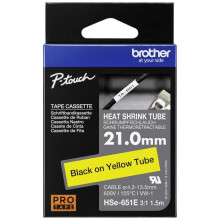 Nastro adesivo per guaina termorestringente Brother HSe HSE651E Colore del nastro: giallo Colore del carattere: nero 21 m