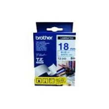 Cinta laminada Brother - blanca, azul - 1,8 cm x 8 m - para P-Touch