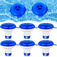 Cl2 Float Dispenser for Pools 6 Pack Mini Spa Chemical Holder 1" Tablet Compatible with Hot Tubs and Inflatable Pools