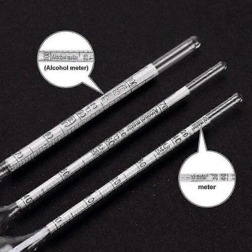 3 Pack 0-100% Hydrometer Alcohol Meter Tester Set Alcohol Concentration Meter + Thermometer kk Tw 2