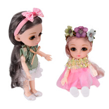 2 Stück EN71 BJD Puppe 17 cm mit drehbaren Gelenken, wunderschöne Kleidung, modische Verkleidungspuppe für Kinder ab 3 Jahren+