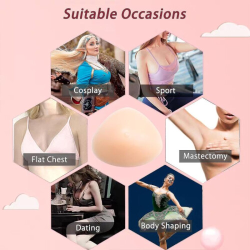 2 Pack Silicone Breast Form Triangle Mastectomy Prosthesis Bra Pad Enhancer NkS Tw 2