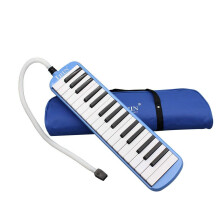 32-Key Melodica Piano Keyboard with Mouthpiece Air Blower, Portable Blue Instrument for Music Students and Beginners