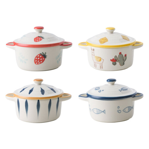 (Vertical Grain) Convenient Storage Ceramic Souffle Baking Bowls Safe To Ceramic Bowl 1